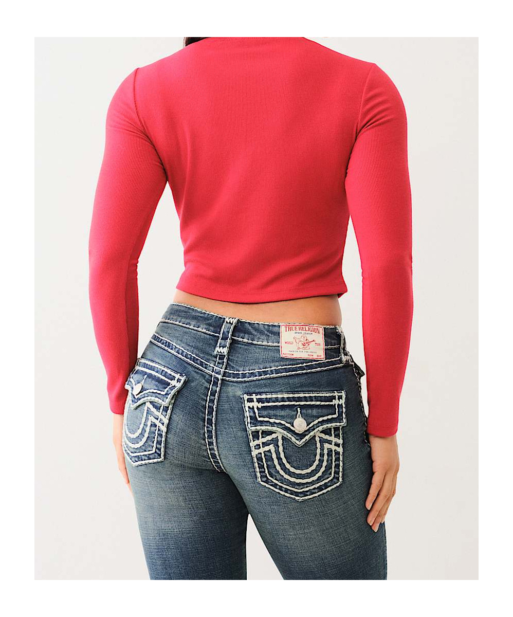 TRUE RELIGION RIBBED HORSESHOE LONG SLEEVE TOP 