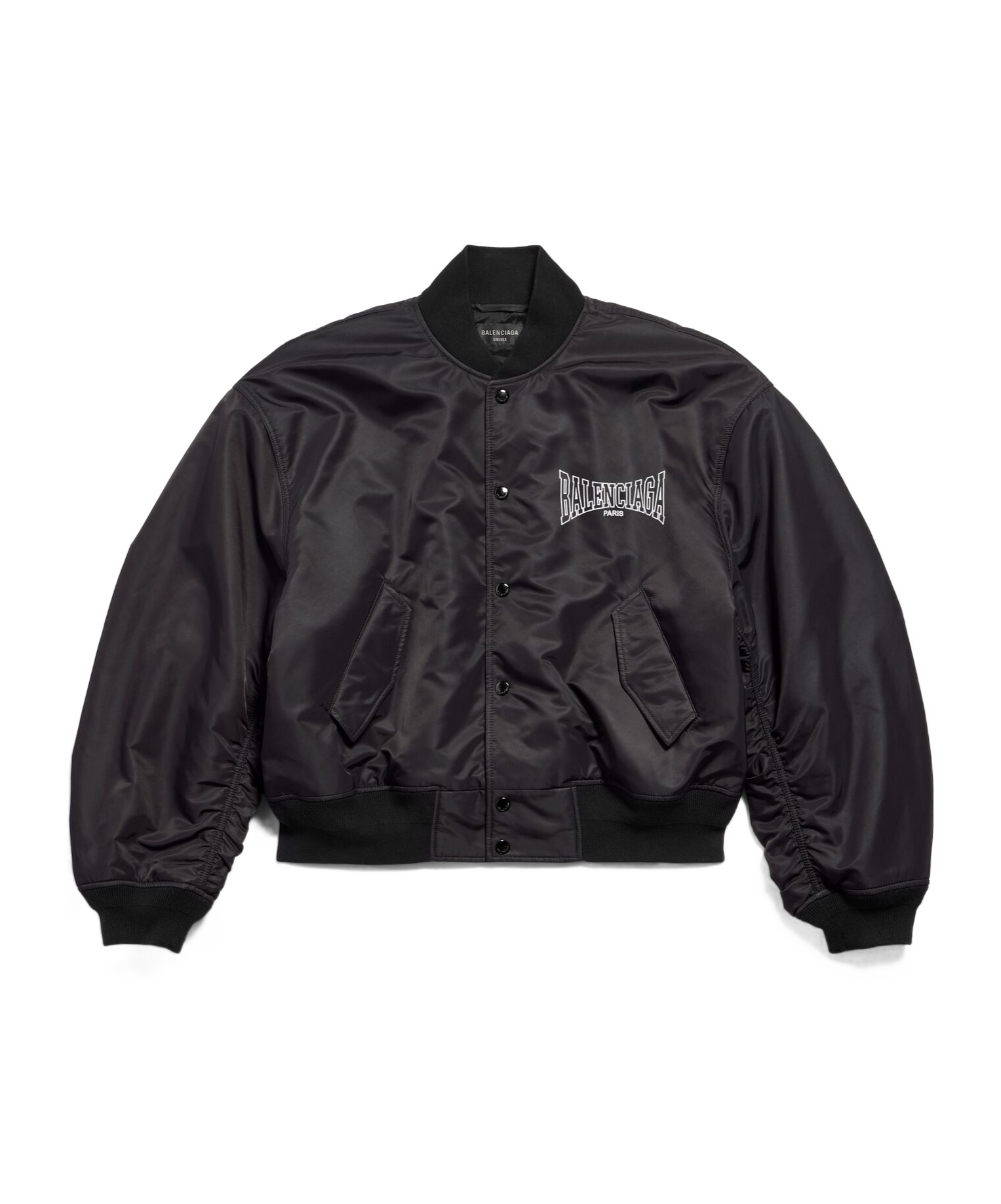 Balenciaga Paris Oversized Bomber Jacket In Black
