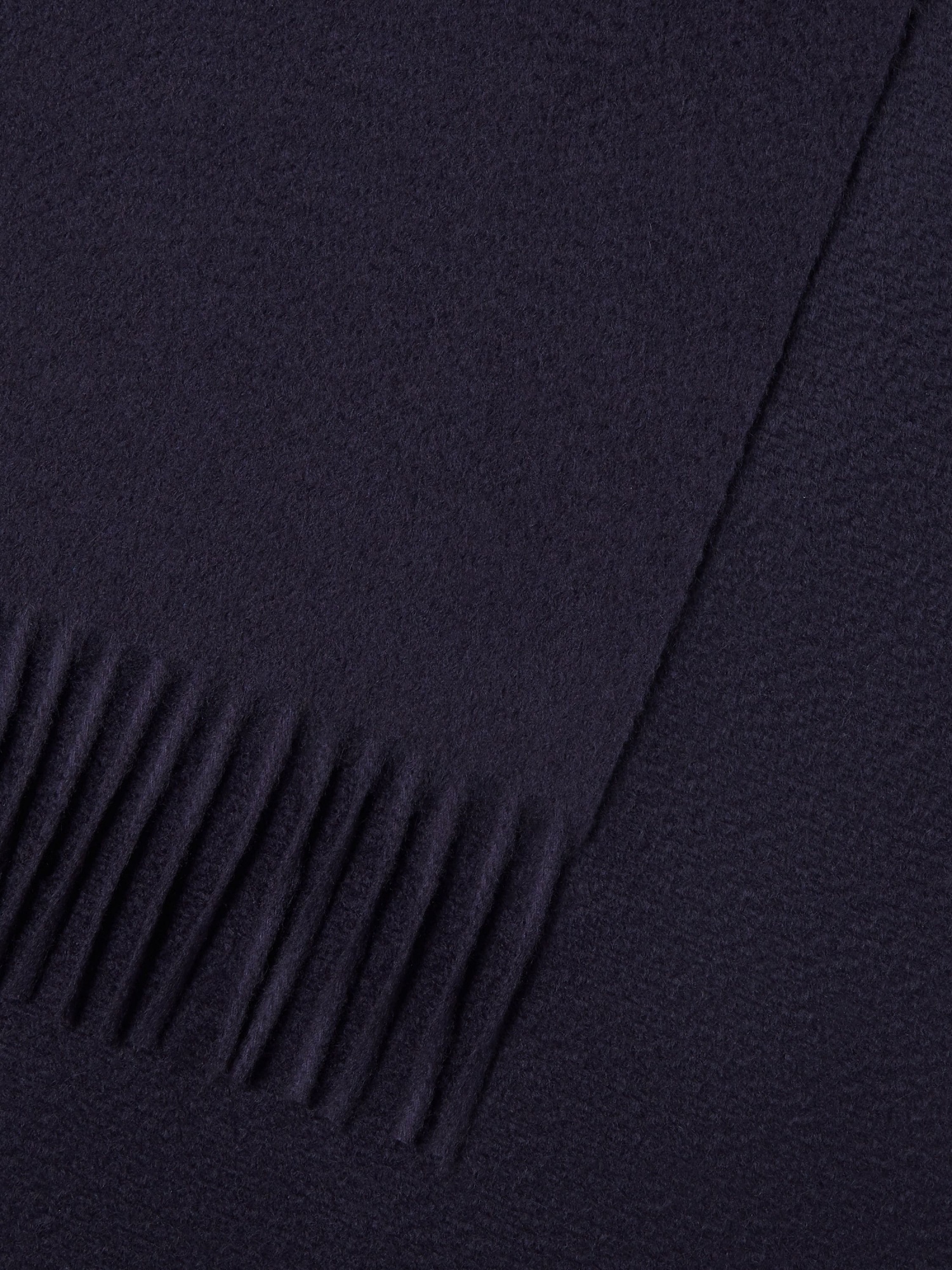 Zegna Midnight Blue Cashmere Scarf With Fringed Edge In Black
