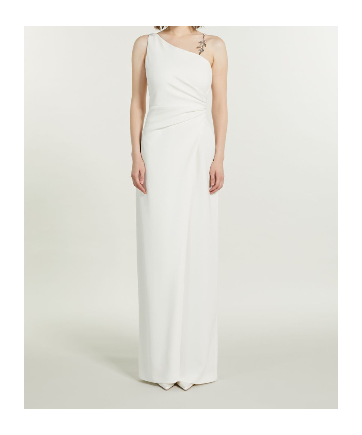 Max Mara Vestido De Un Solo Hombro En Cady In White