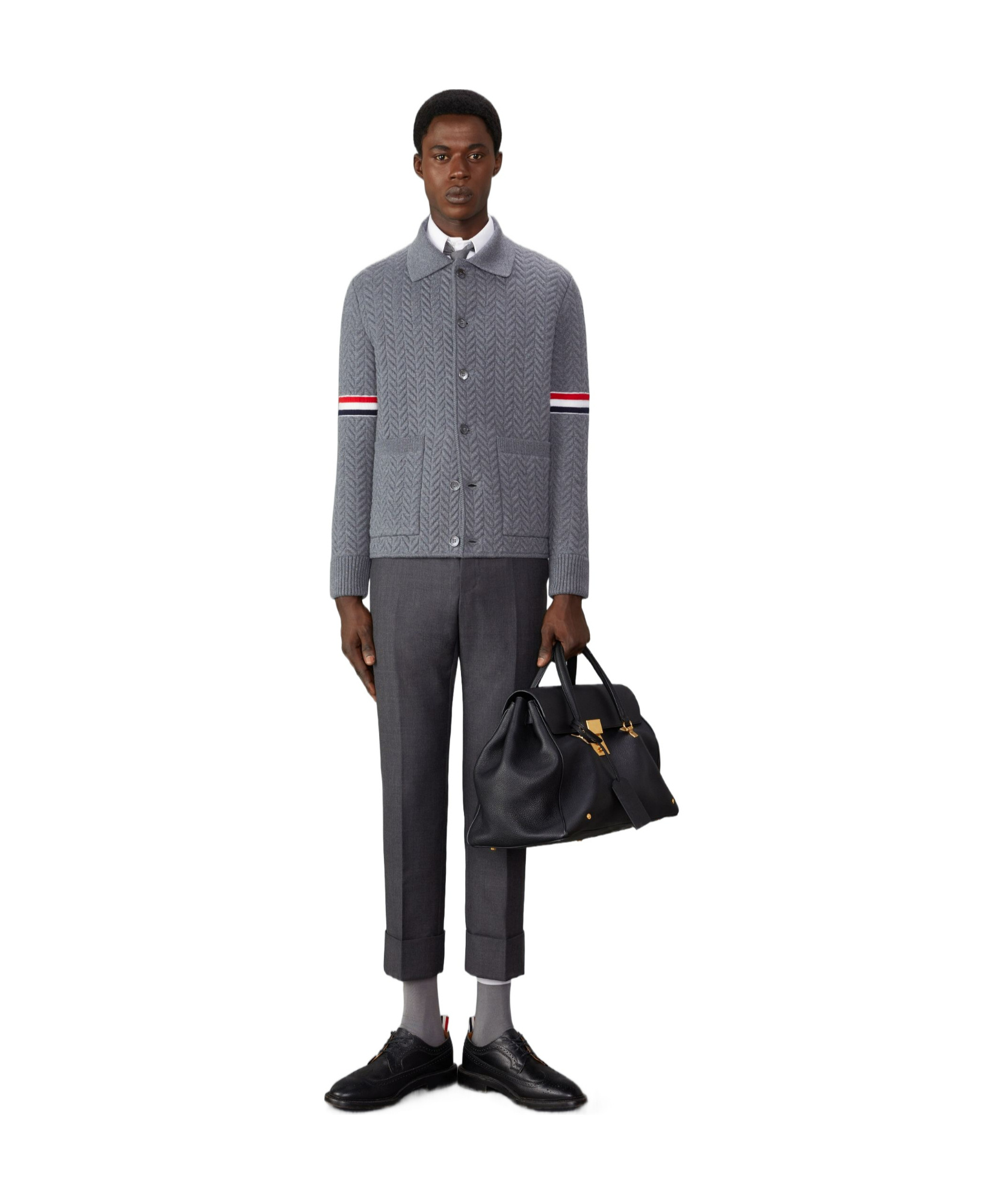 Thom Browne Herringbone-quited Work Jacket In Gray