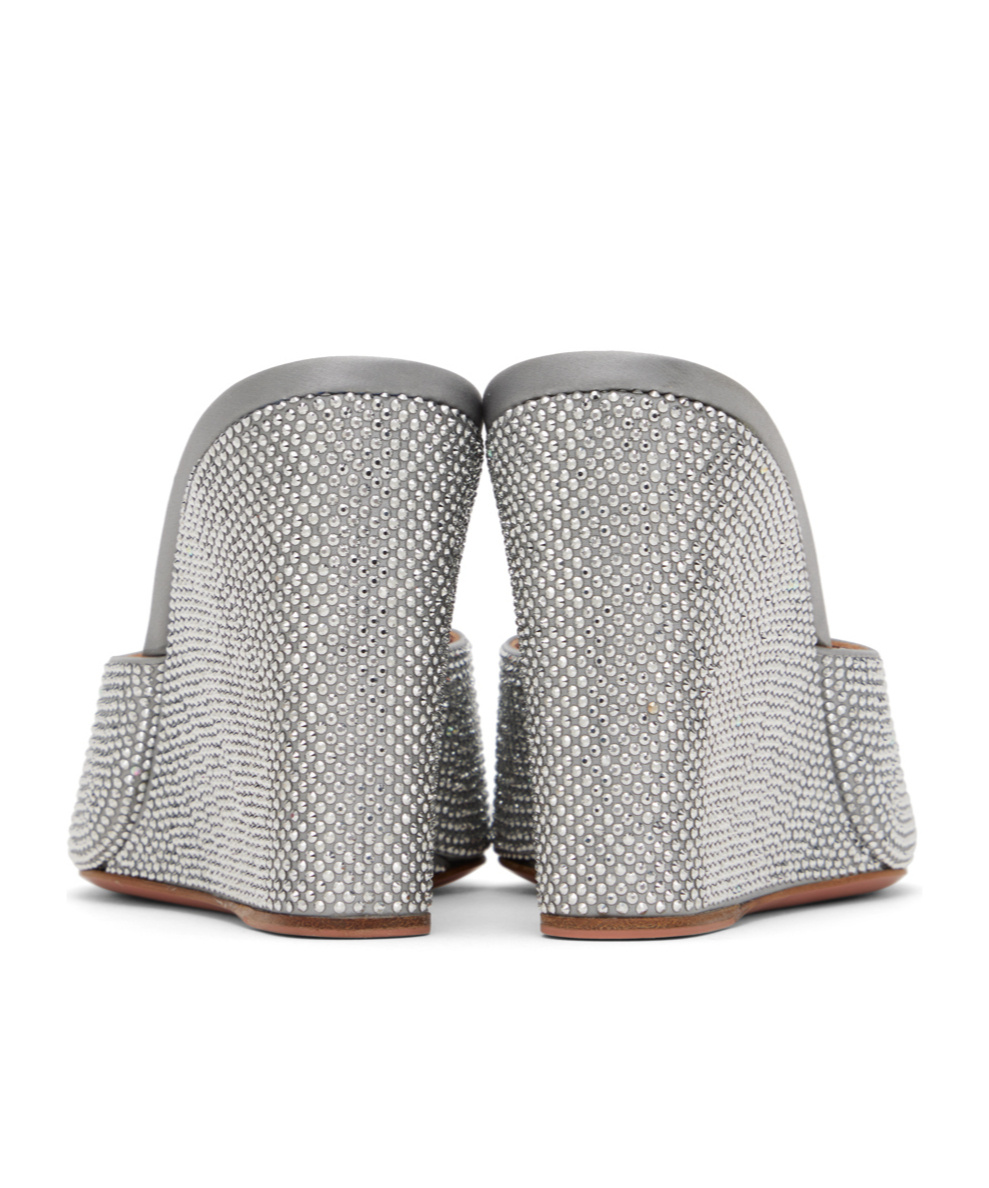 Amina Muaddi Sandals With Embellished Heels In Gray