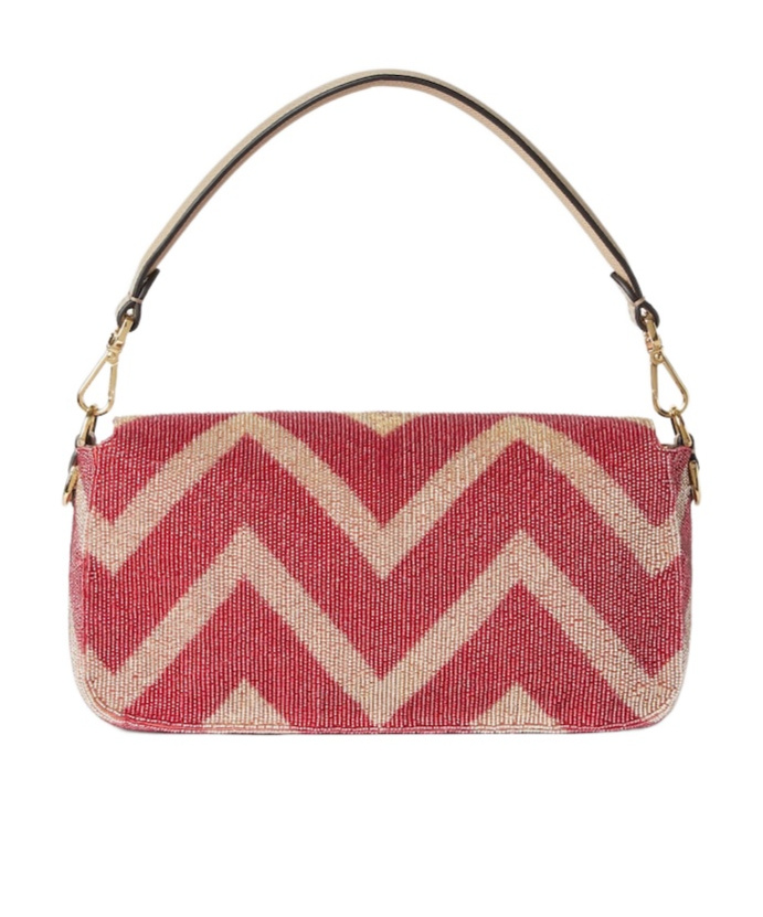 Fendi Bag Embroidered With Two-tone Beads And Fringes In Multi