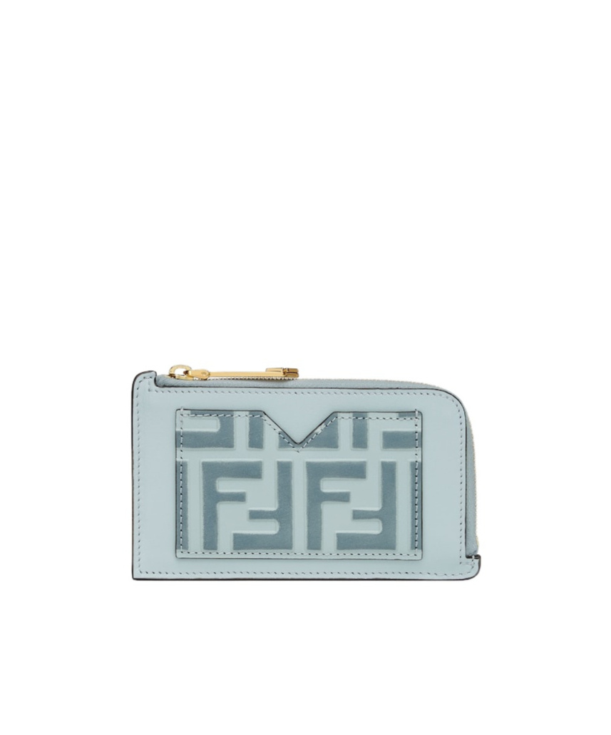 Fendi Ff Diamond Card Holder In Green