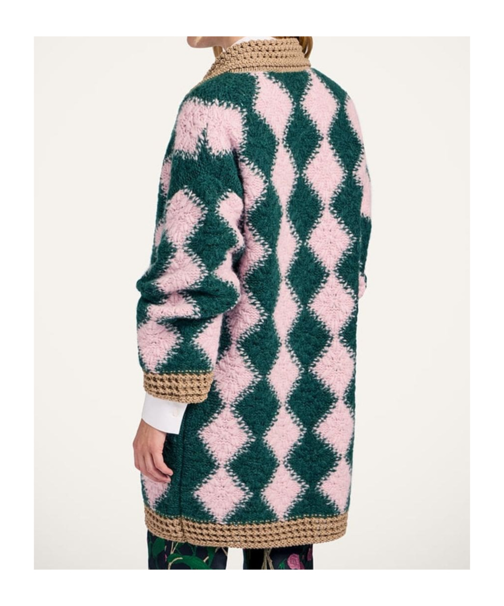 La Doublej Diamond-pattern Cardigan In Multi