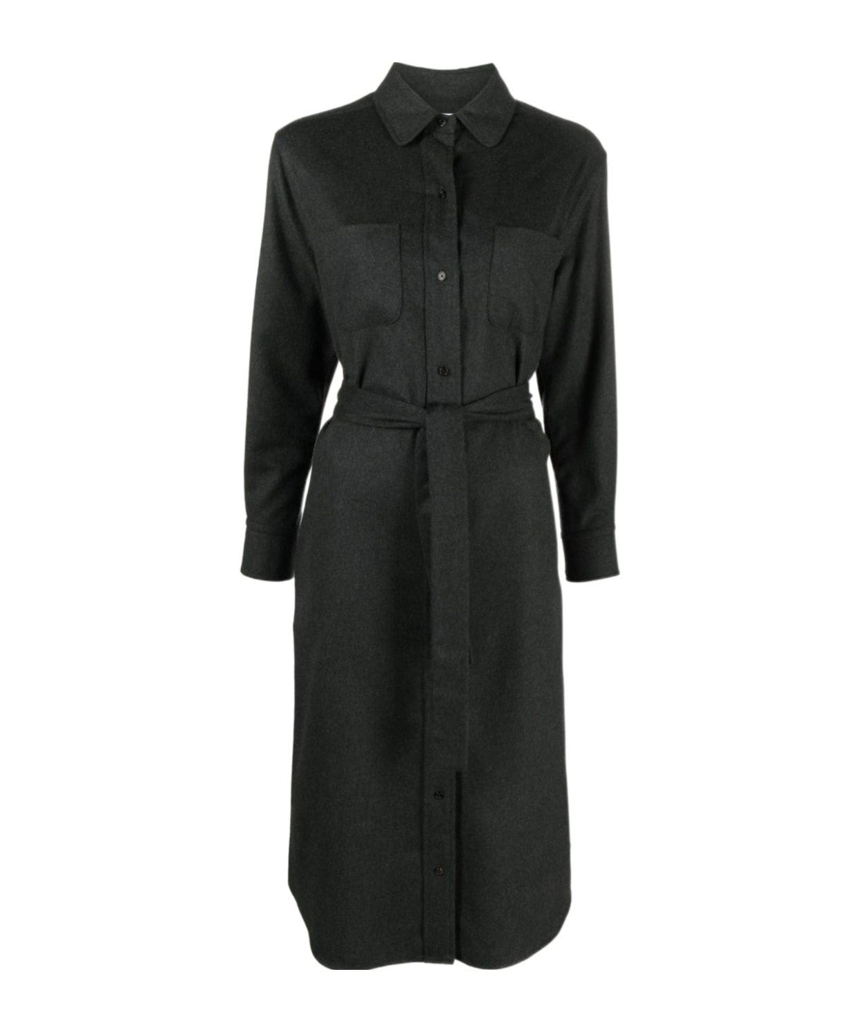 Thom Browne Silk-blend Midi Shirt Dress In Black