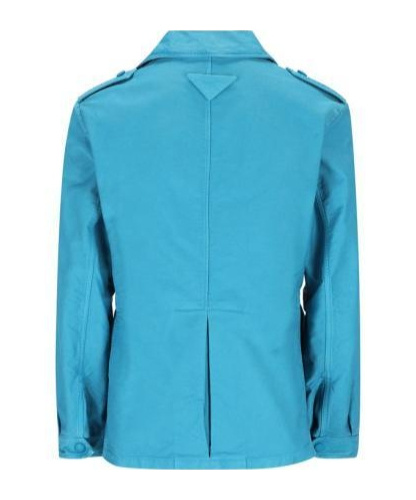 Prada Long-sleeved Casual Jacket In Blue