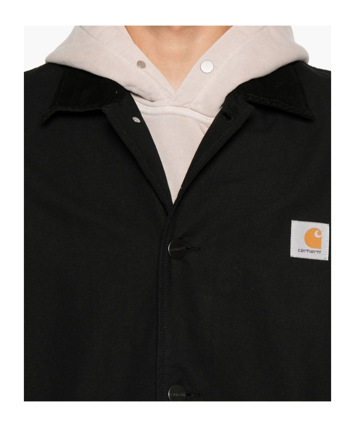 Carhartt Webster Button-fastening Logo-patch Coat In Black