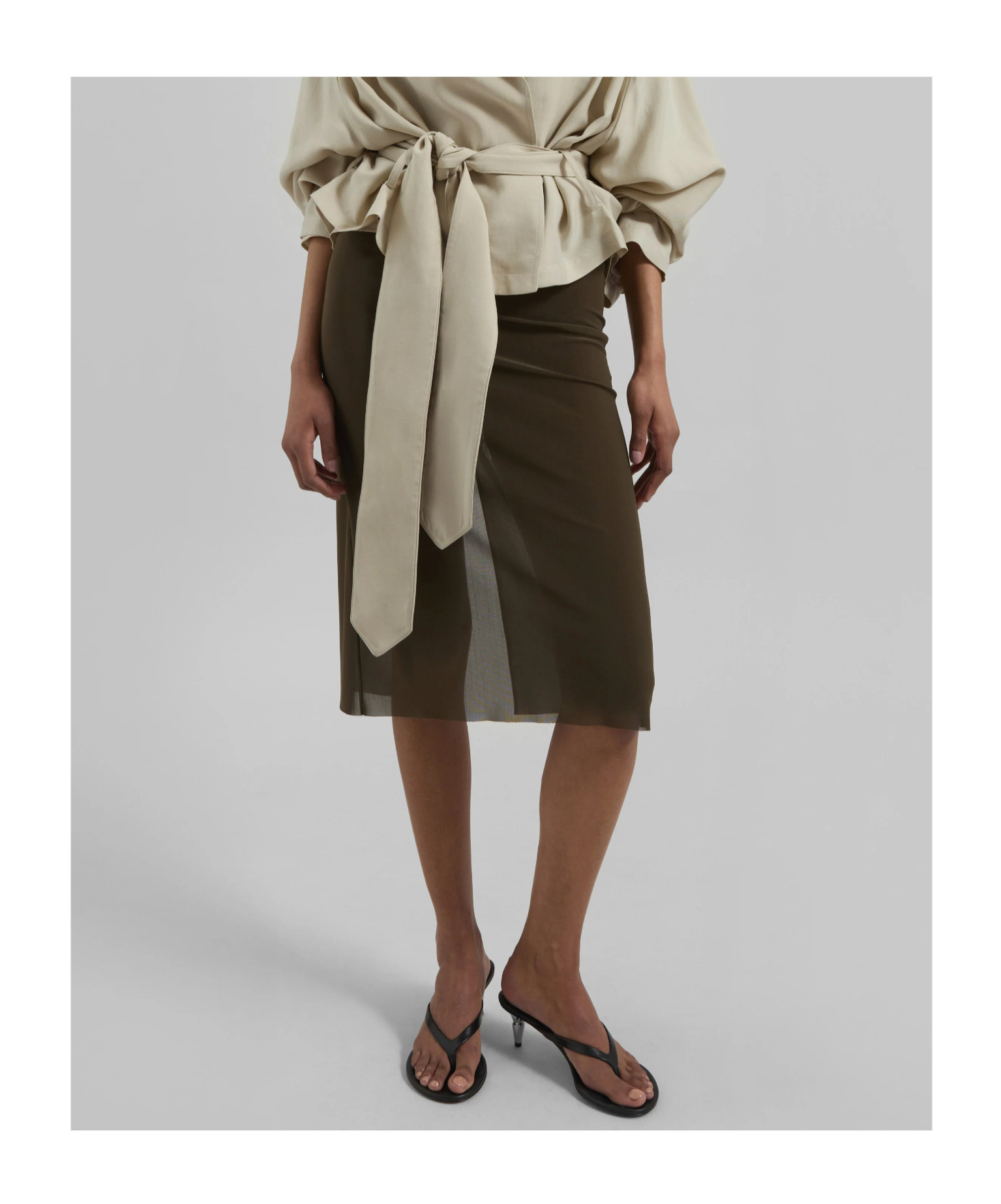 The Frankie Shop Suva Sheer Skirt - Khaki