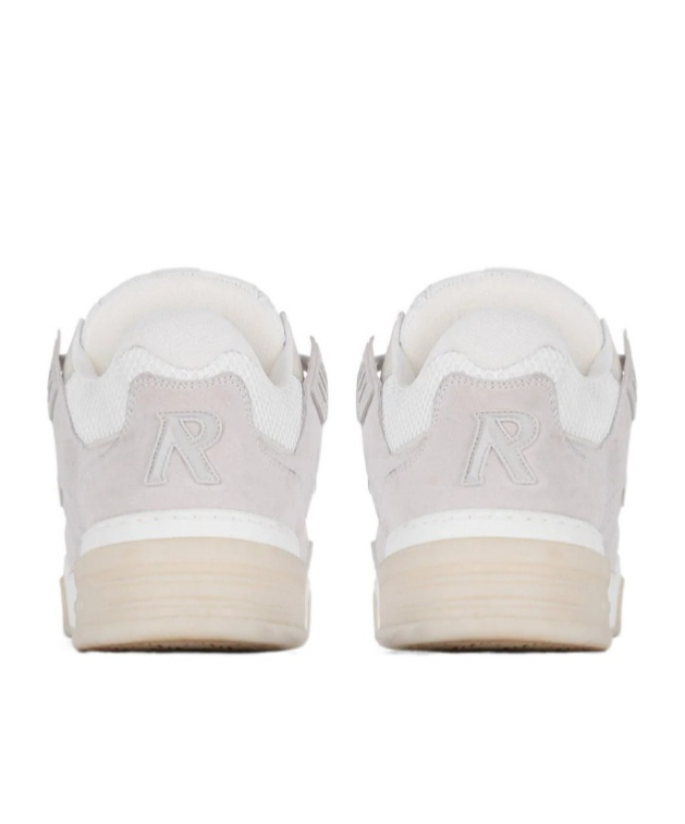 Represent Mesh And Suede Low-top Sneakers With Perforated Design In Retro White