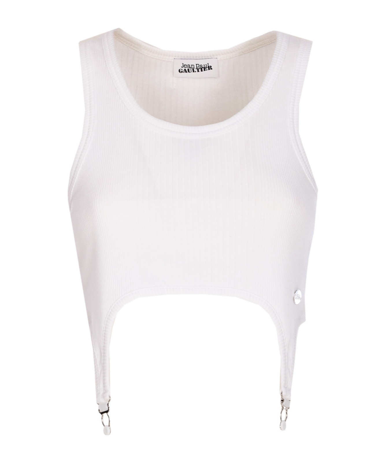 Jean Paul Gaultier Cotton Ribbed Bra With Lingerie Garter Clothing In White