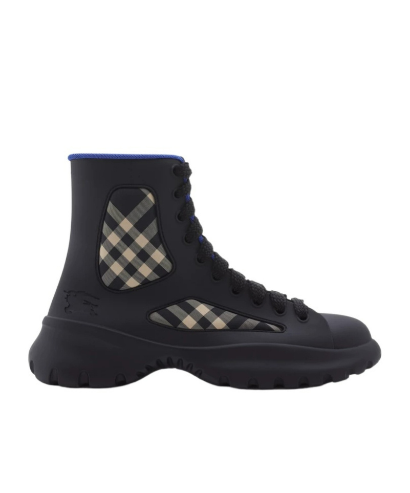 Shop Burberry Checked Boots In Black