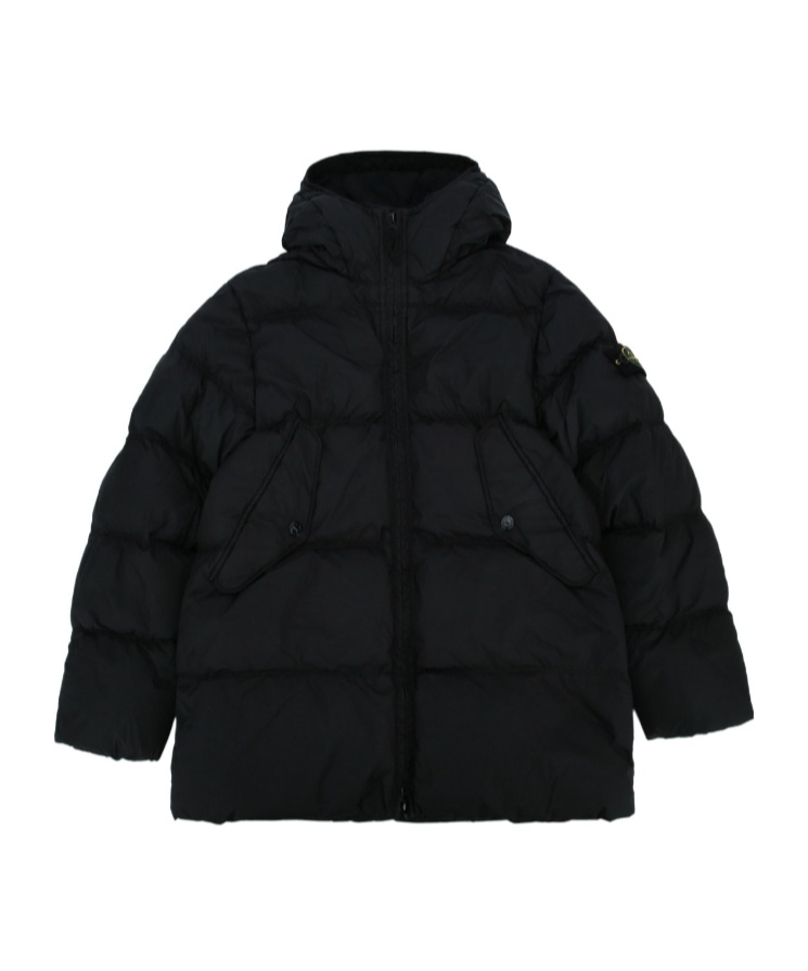 Stone Island Long-sleeved Down Jacket In Black