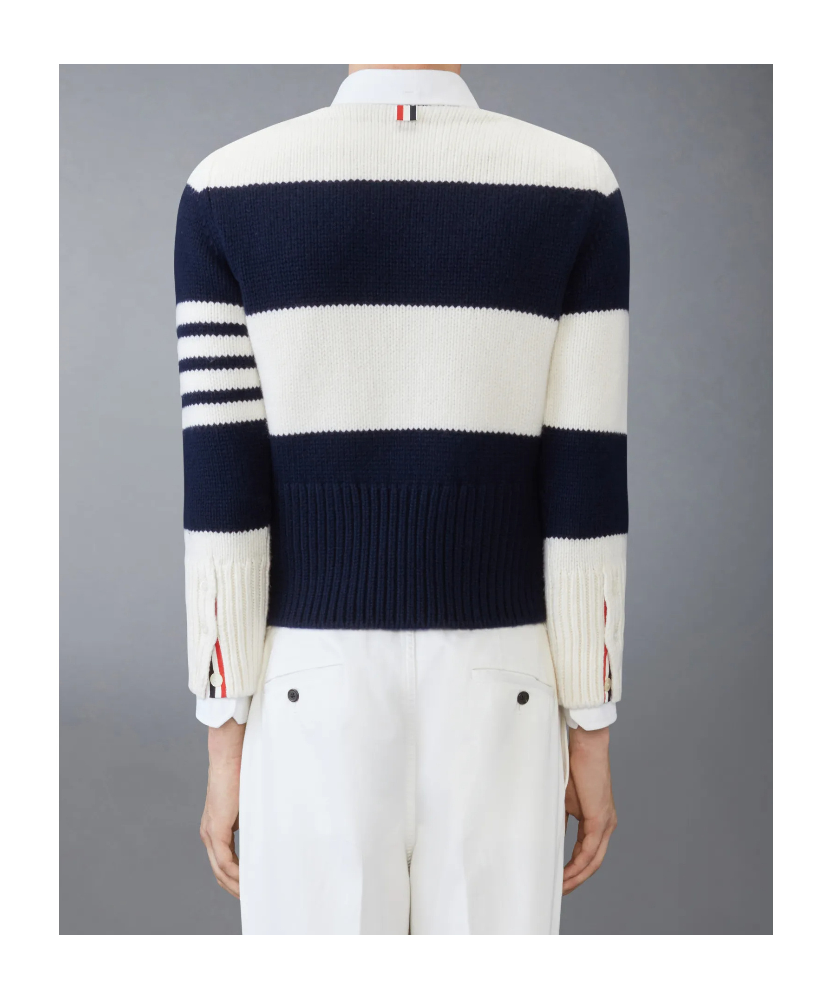 Thom Browne Rugby Stripe Jersey Stitch Boat Neck Pullover In Black