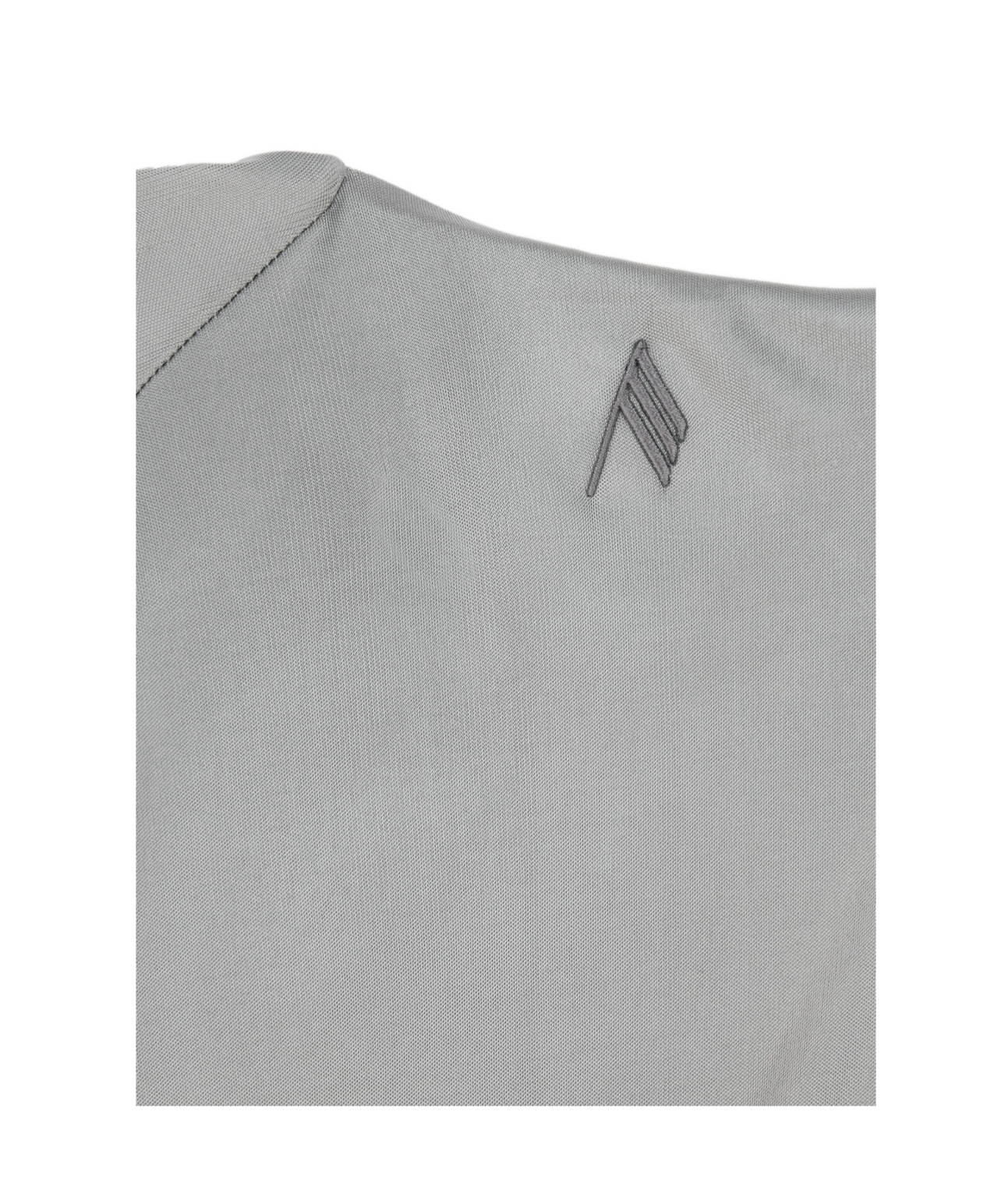 Attico Draped Satin Long Sleeved Mini Dress In Gray