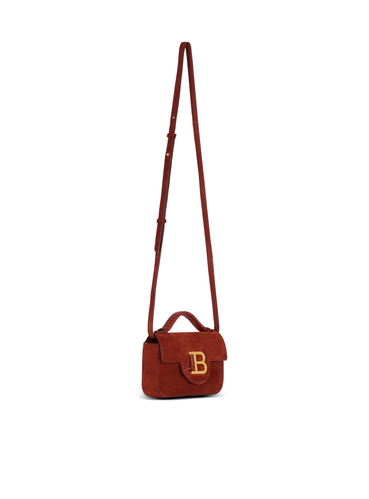Balmain Suede B-buzz 17 Mini Bag In Red
