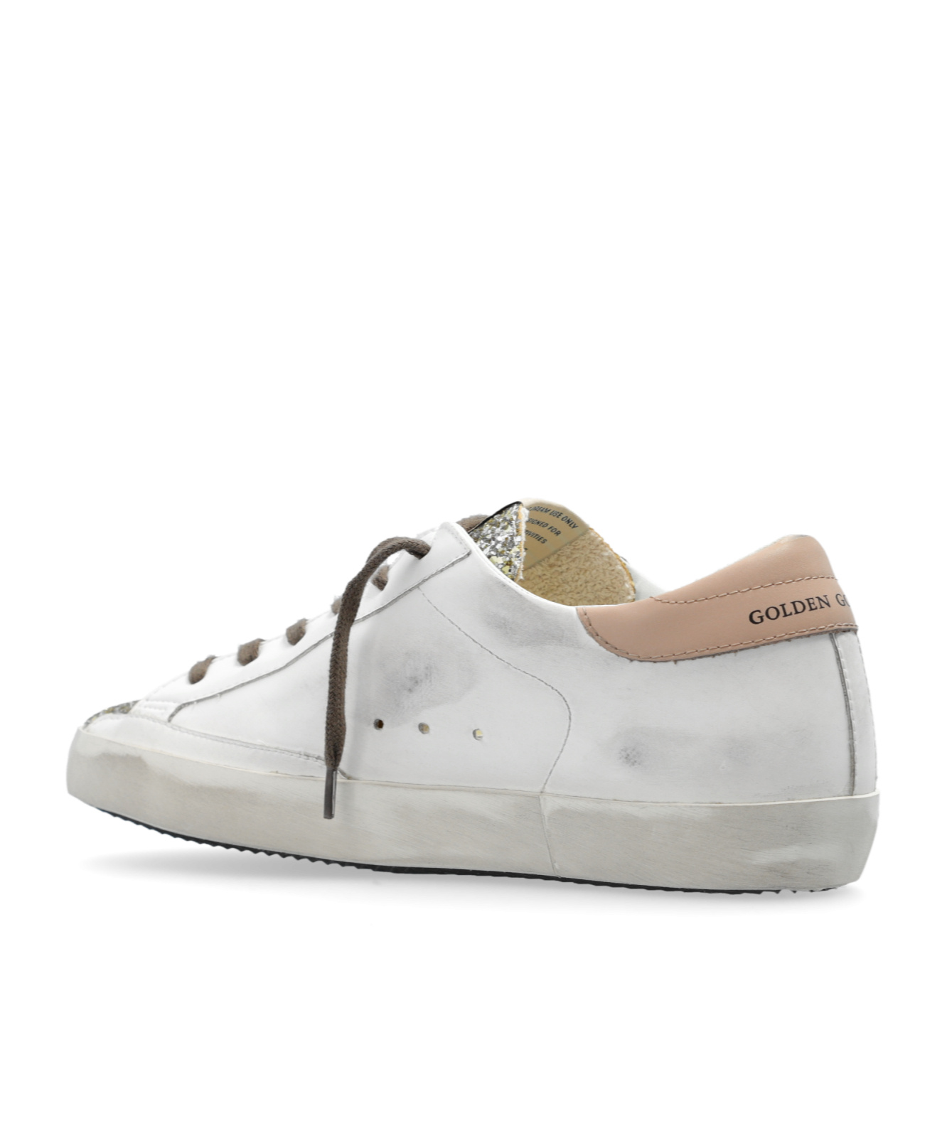 Golden Goose Womens Bio-based Super-star With Platinum Glitter Tongue In White