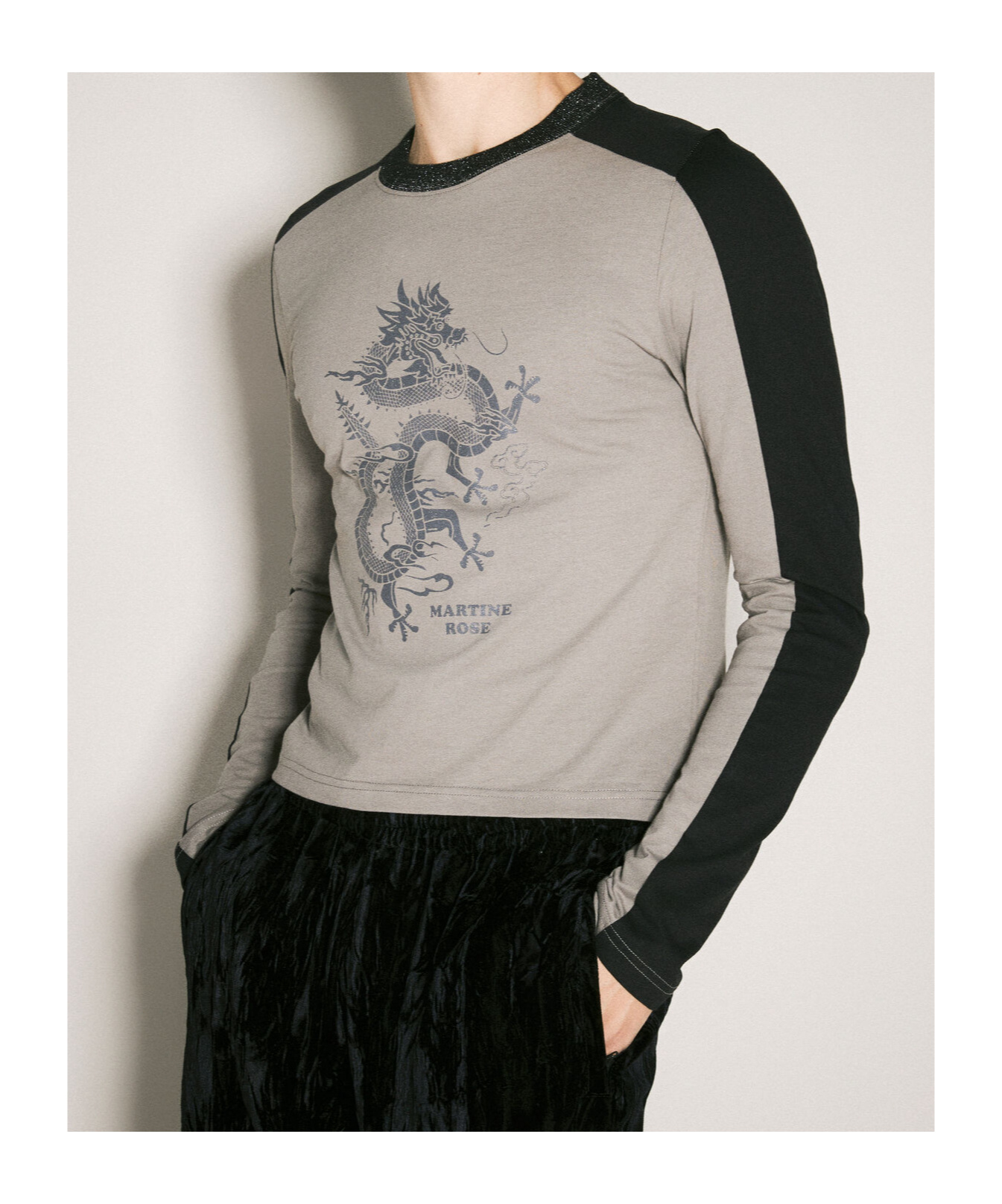 Shop Martine Rose Open-necked Black Shirt In Gray