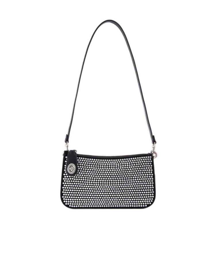 Coach Penn Schultertasche Mit Kristallen In Black