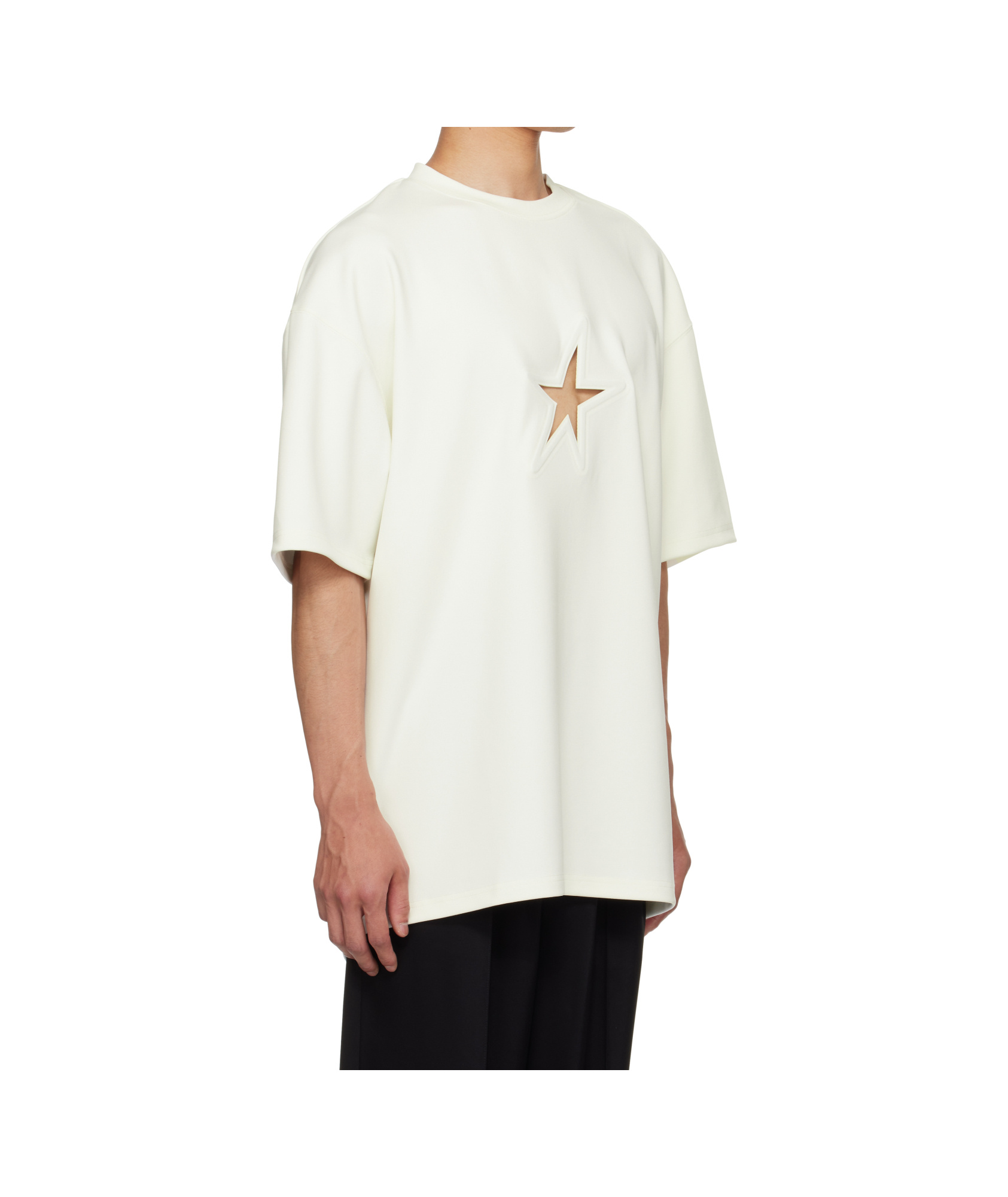 Mugler Round Neck Short Sleeve T-shirt In White