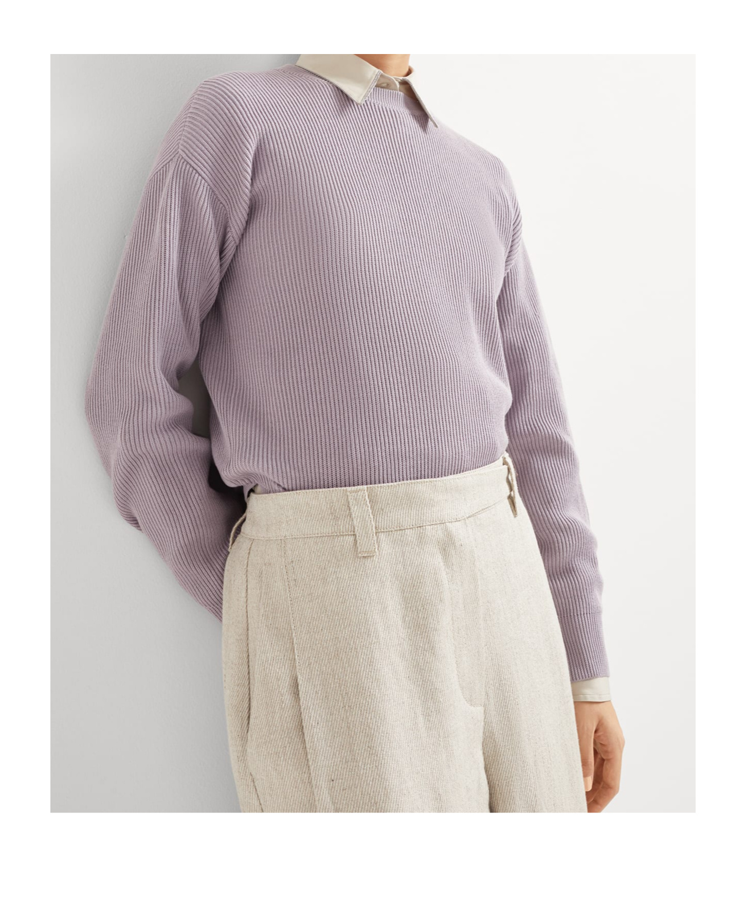 Brunello Cucinelli Round-collar And Long-sleeved Sweater In Purple