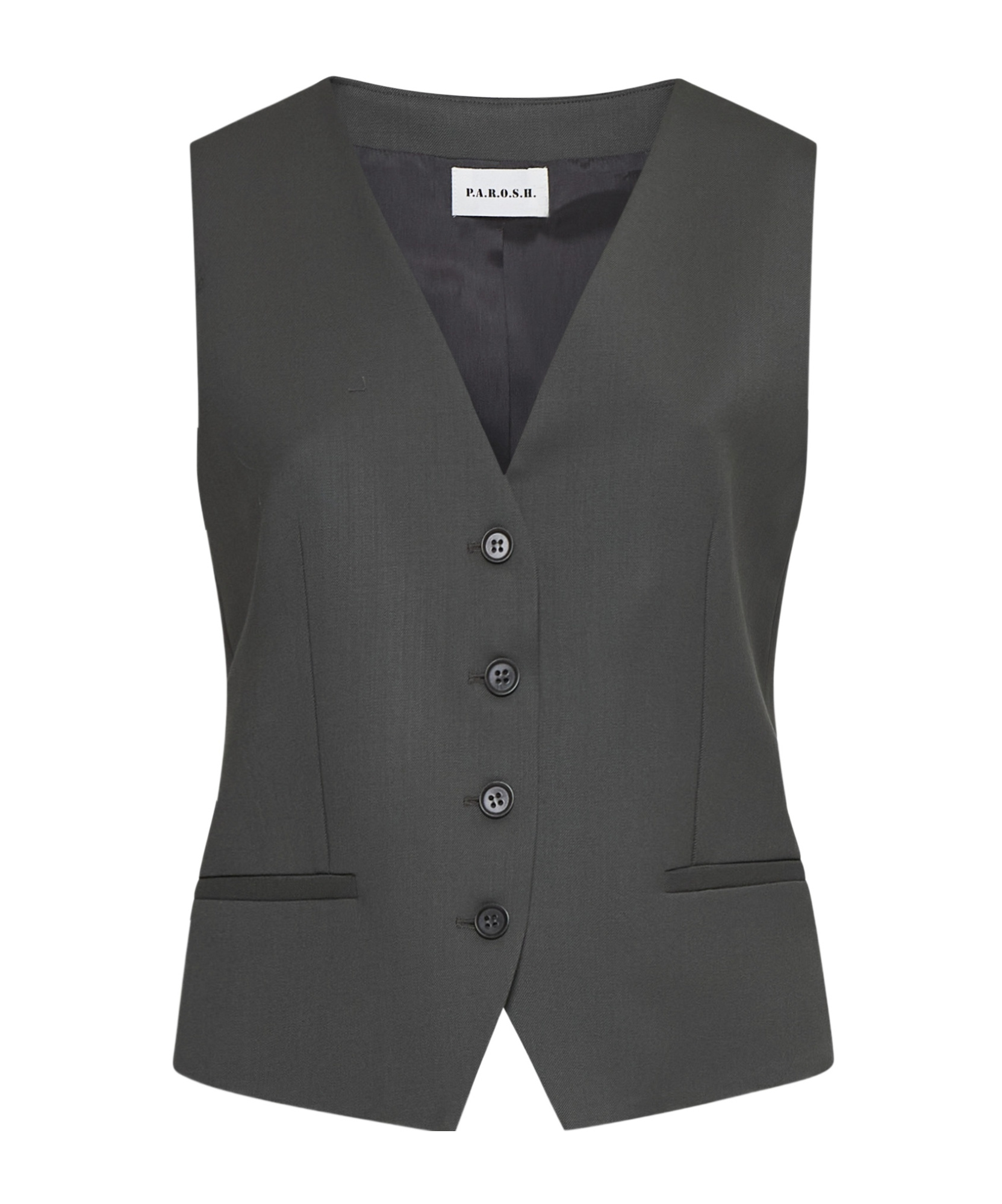 P.a.r.o.s.h Single-breasted Gabardine Gilet In Gray