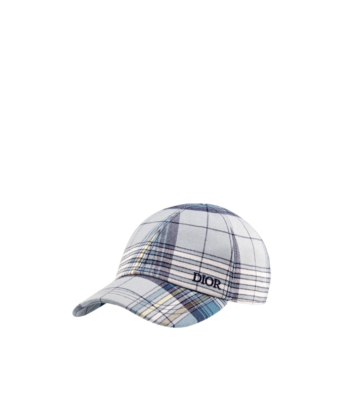 Dior Plaid Logo Baseball Cap In Gray