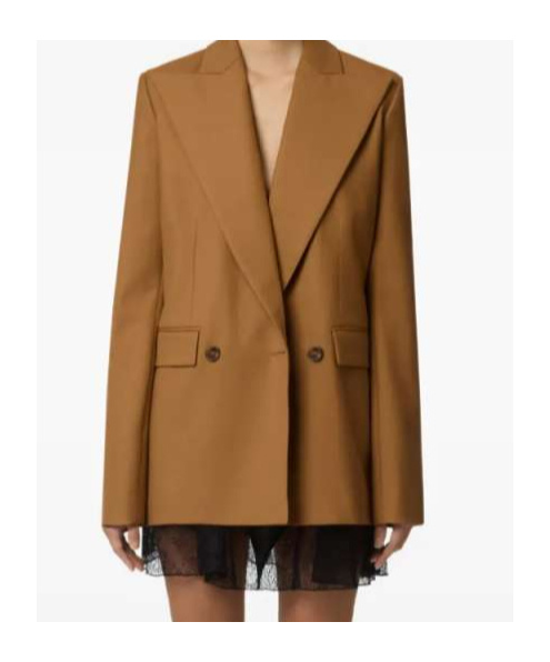Nina Ricci Double-breasted Jacket In Wool Gabardine In Brown
