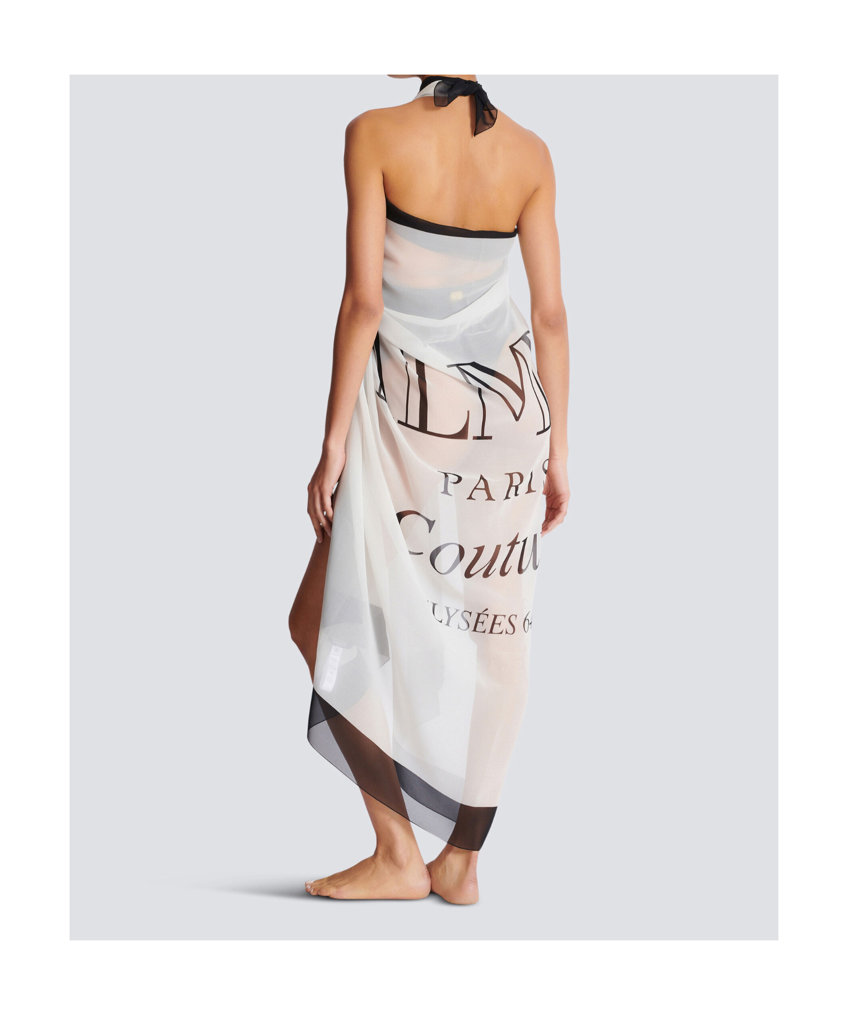 Balmain Couture Printed Two-tone Beach Wrap In Neutral