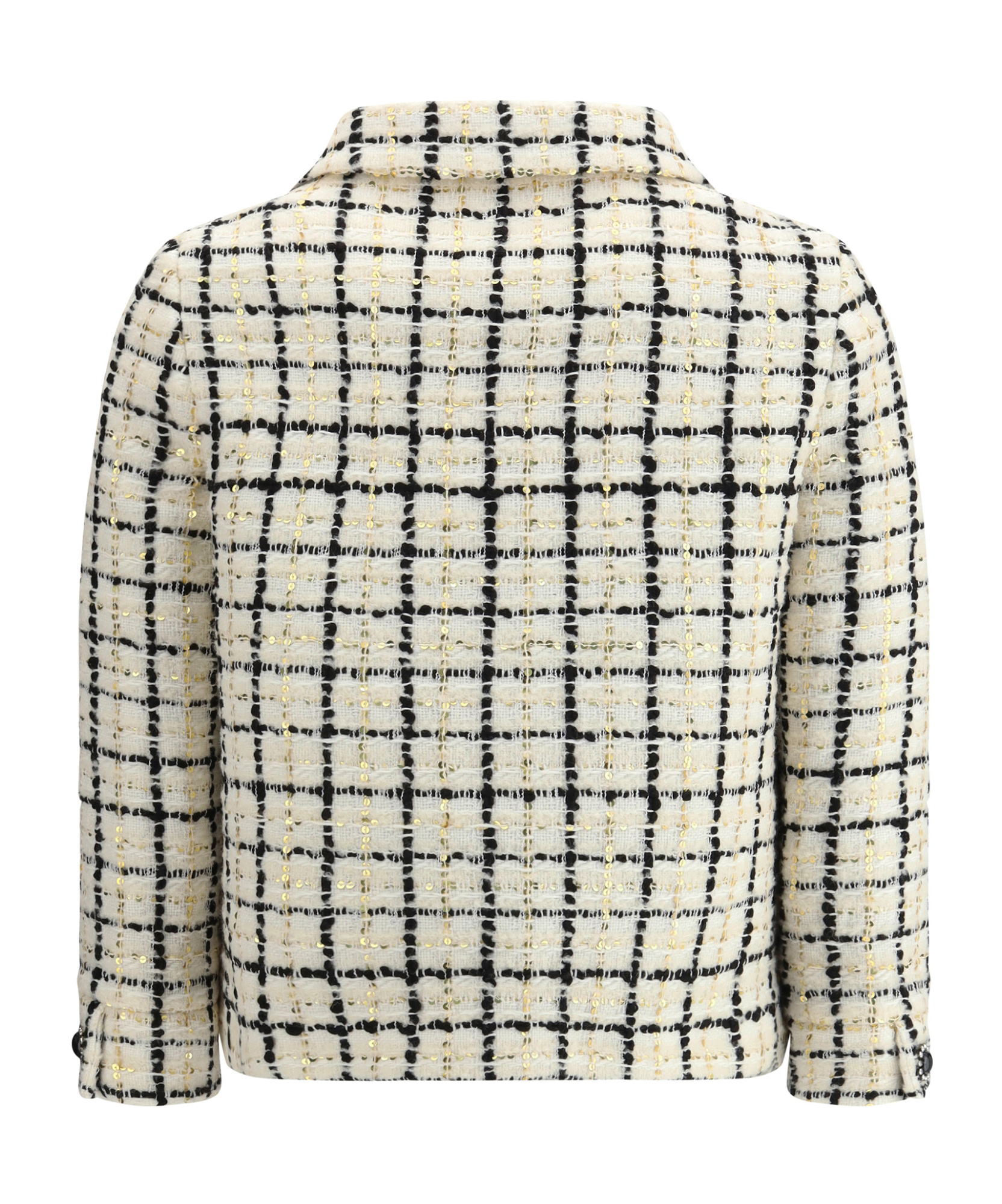 Valentino Check Three-quarter Sleeve Tweed Jacket In Nude