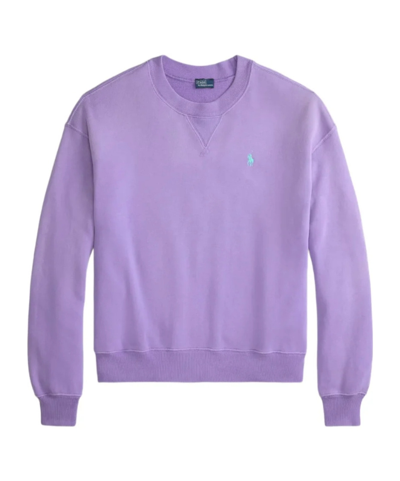 Polo Ralph Lauren Island Fleece Crewneck Sweatshirt In Pure Lilac In Purple