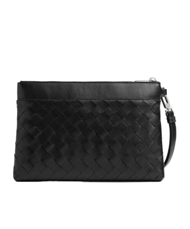 Bottega Veneta Prism Woven Pattern Clutch In Black