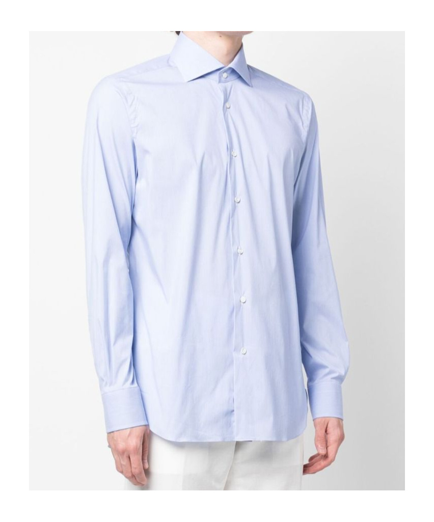 Barba Napoli Barba Cotton Shirt In Light Blue