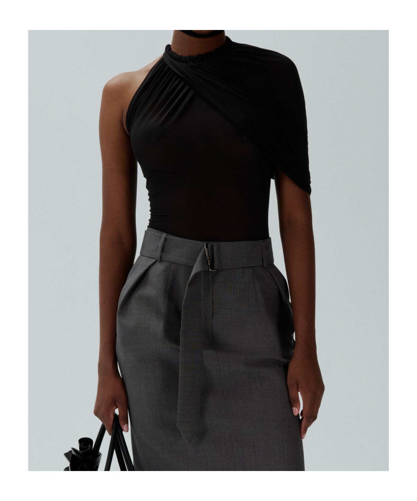 Magda Butrym Cape-effect Halterneck Bodysuit In Black