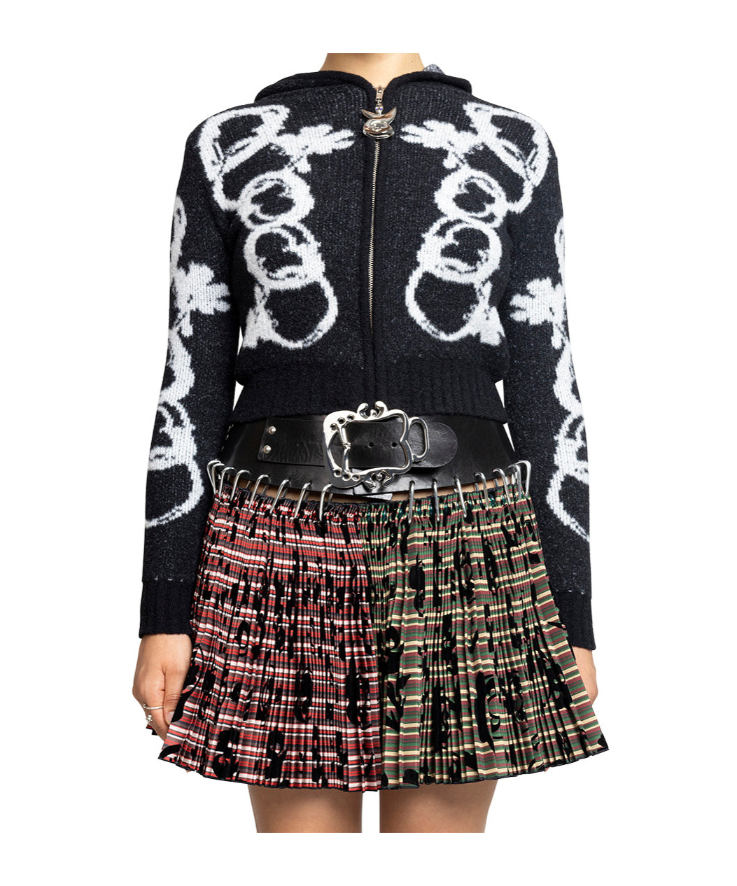 Chopova Lowena Black Chain Link Hooded Cardigan In Black