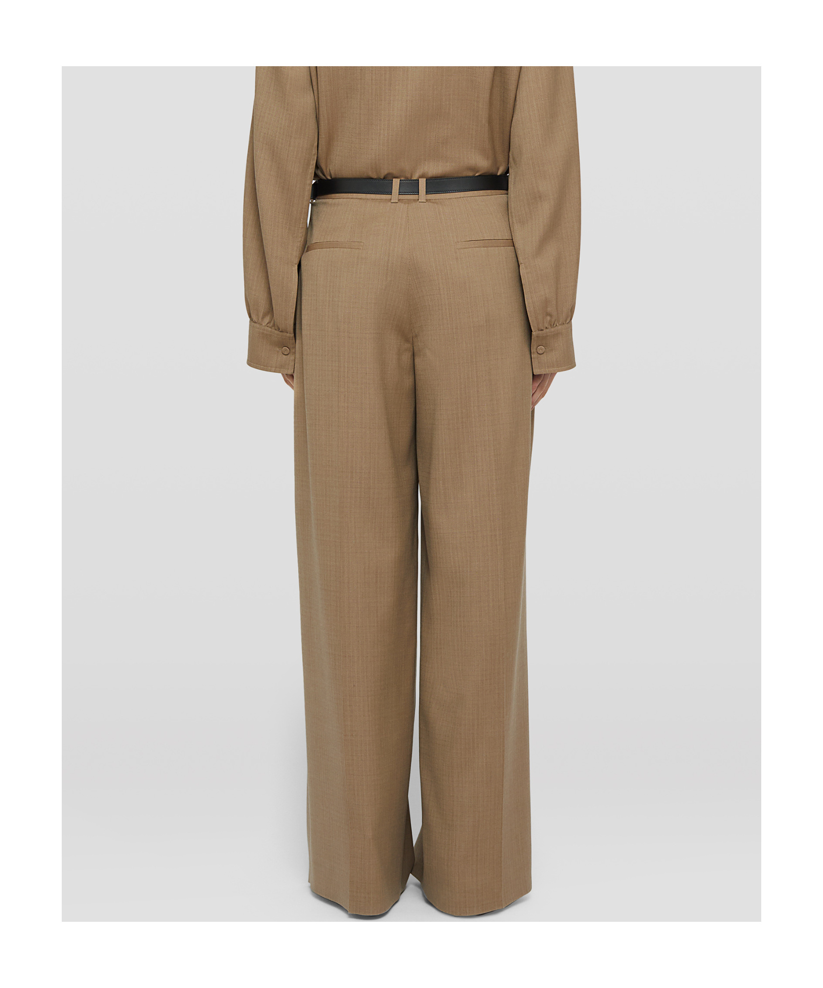 Jil Sander Belted Wool Palazzo Pants In Brown