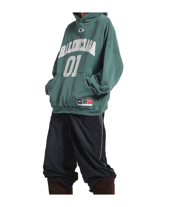 Balenciaga Hoodie Featuring Basketball Theme And Kangaroo Pocket In Green