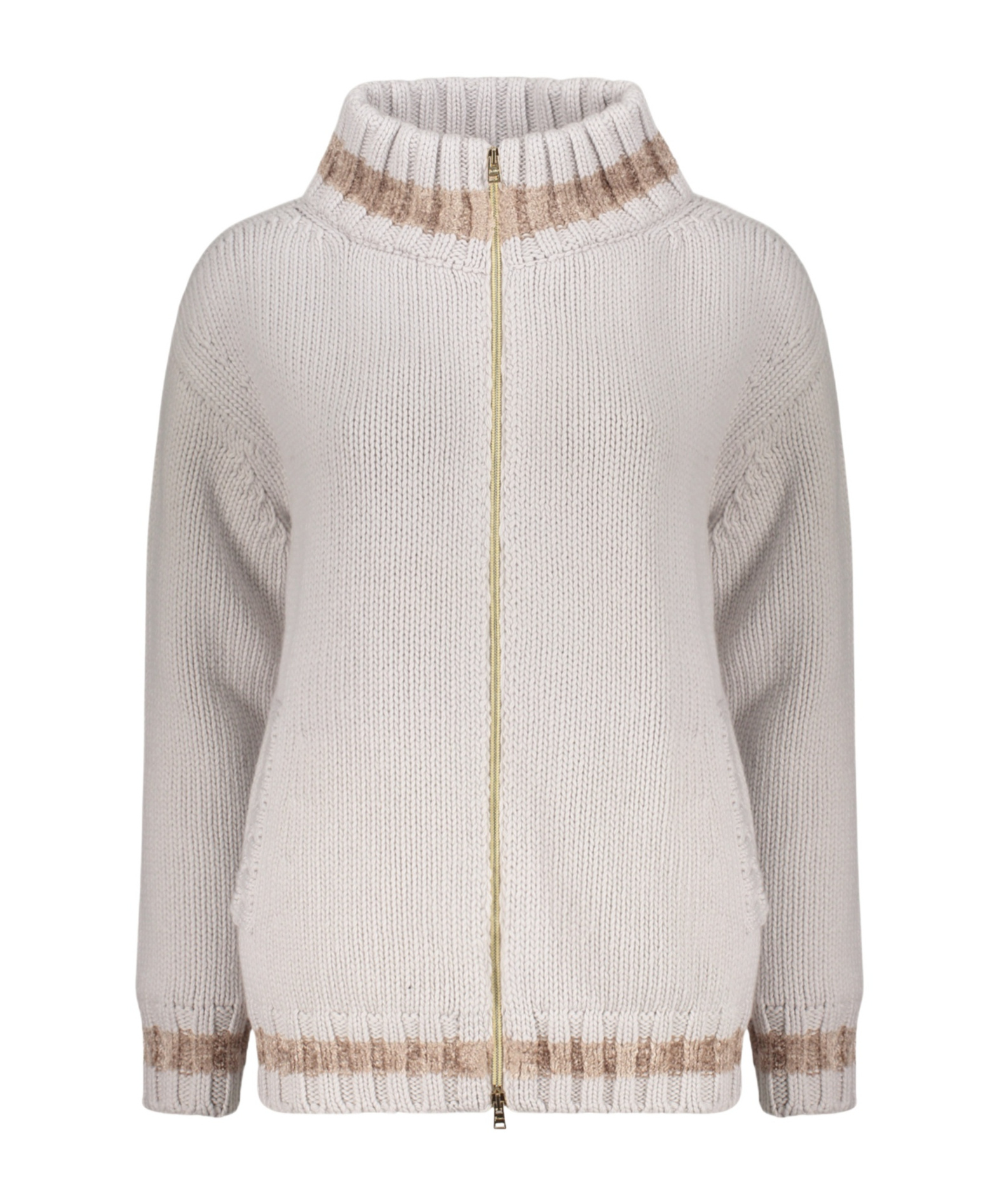 Herno Striped Wool Cardigan In Gray