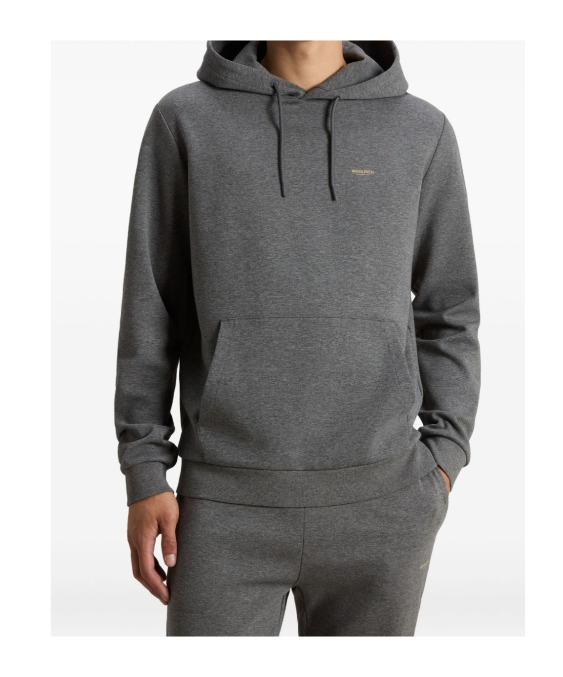 Woolrich Hooded Knitwear Sweater With Kangaroo Pocket In Gray