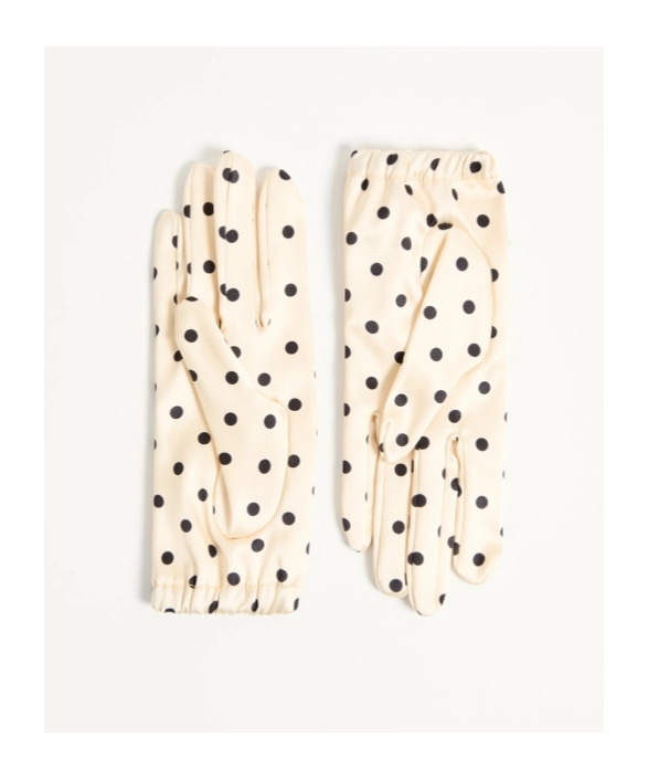 Valentino Vlogo Signature Polka Dot-print Gloves In Light Beige/black/gold