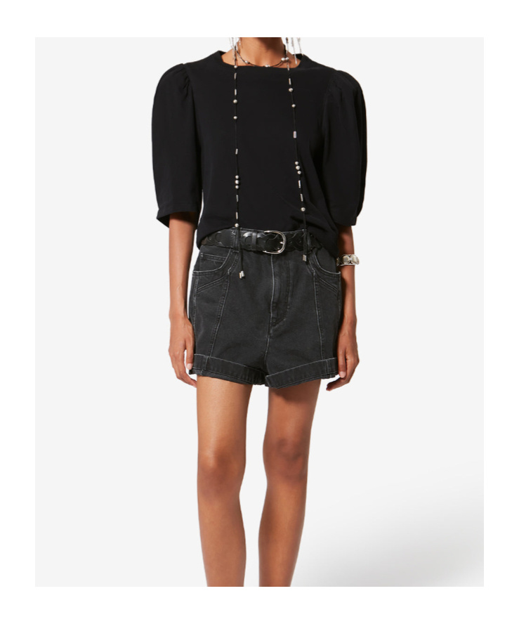 Isabel Marant Étoile Maeliss Tee Puff-sleeve T-shirt In Black