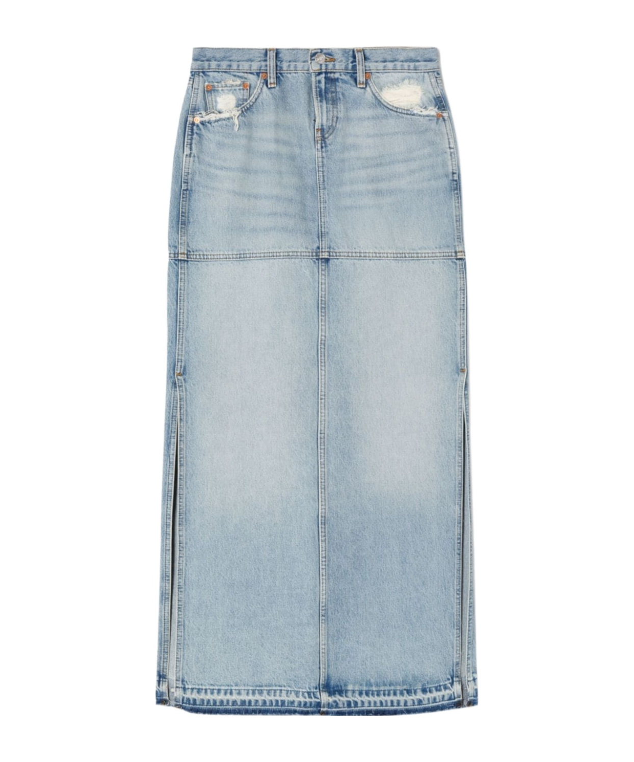 Re/done Mid Rise Split Skirt
