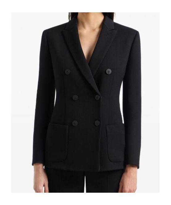 Giorgio Armani Double-breasted Tailored Blazer With Notched Lapel In Black
