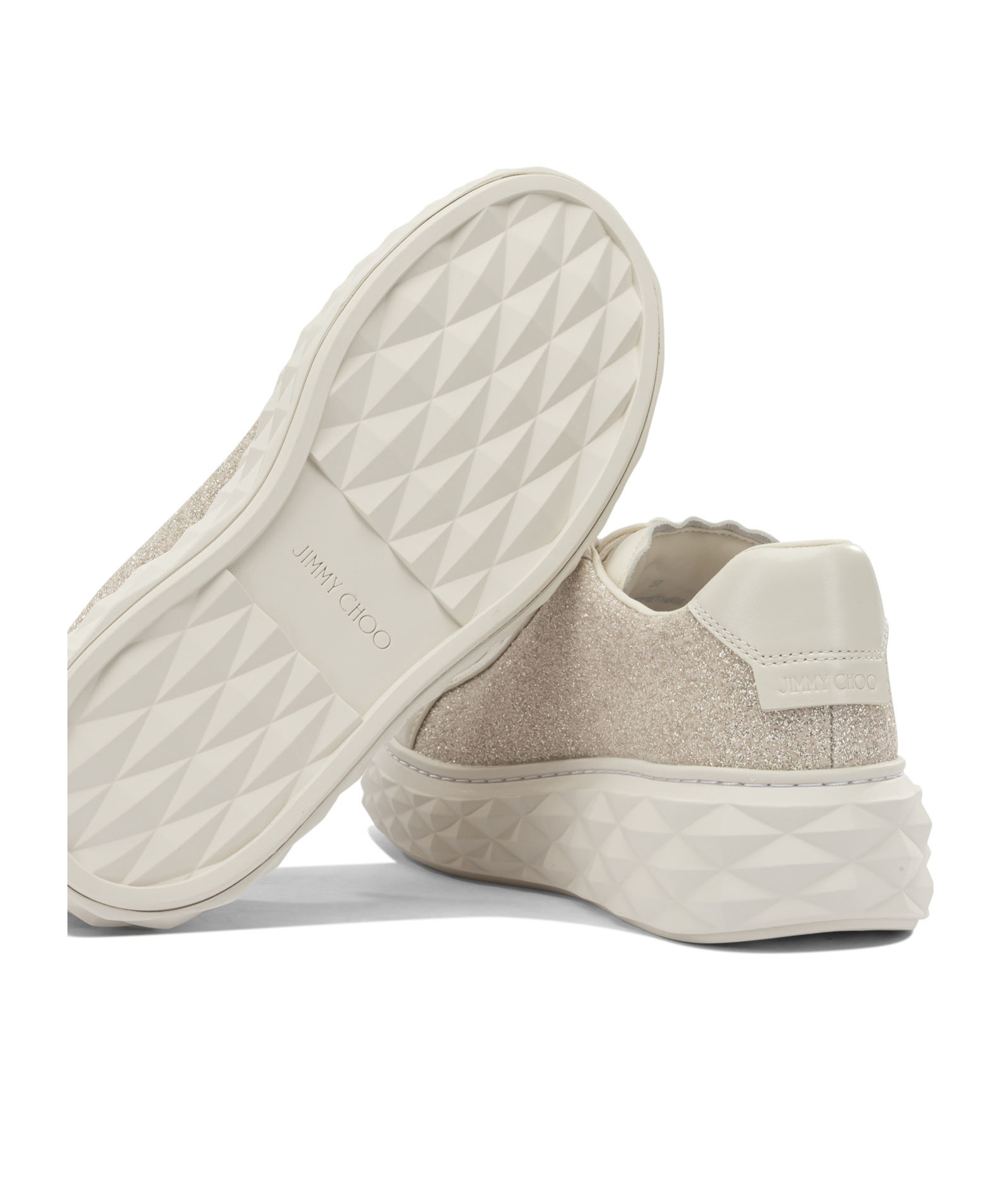 Jimmy Choo Embellished Lace-up Sneakers In White