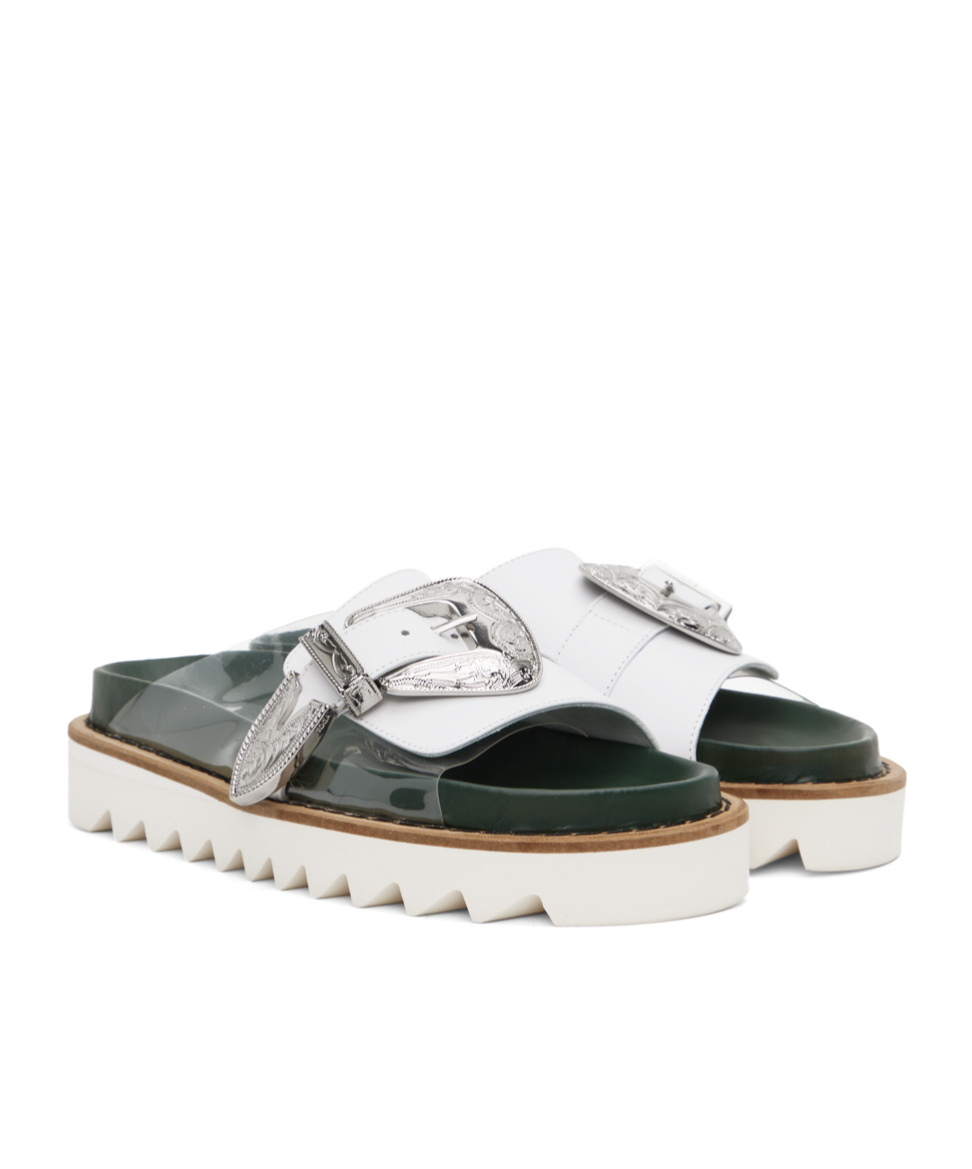 Toga Open-toed Contrasting Slippers In White