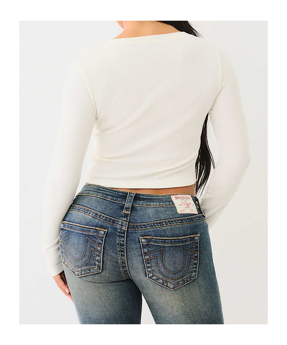 TRUE RELIGION RIBBED HORSESHOE LONG SLEEVE TOP 