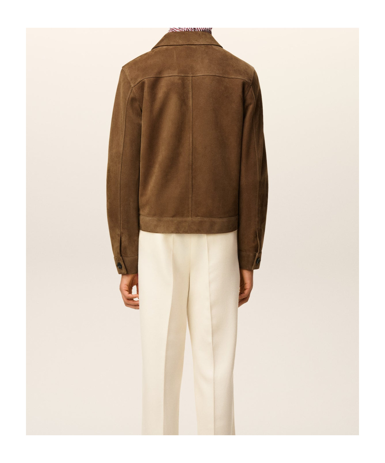 Ami Alexandre Mattiussi Mens Noisette Pointed-collar Embossed-logo Leather Jacket In Brown