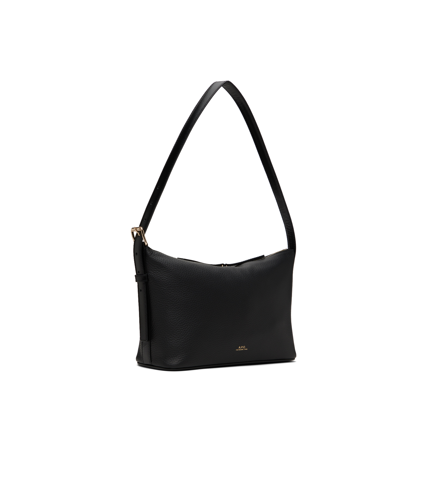 Apc A.p.c. Calfskin Shoulder Bag With Top Handle In Black