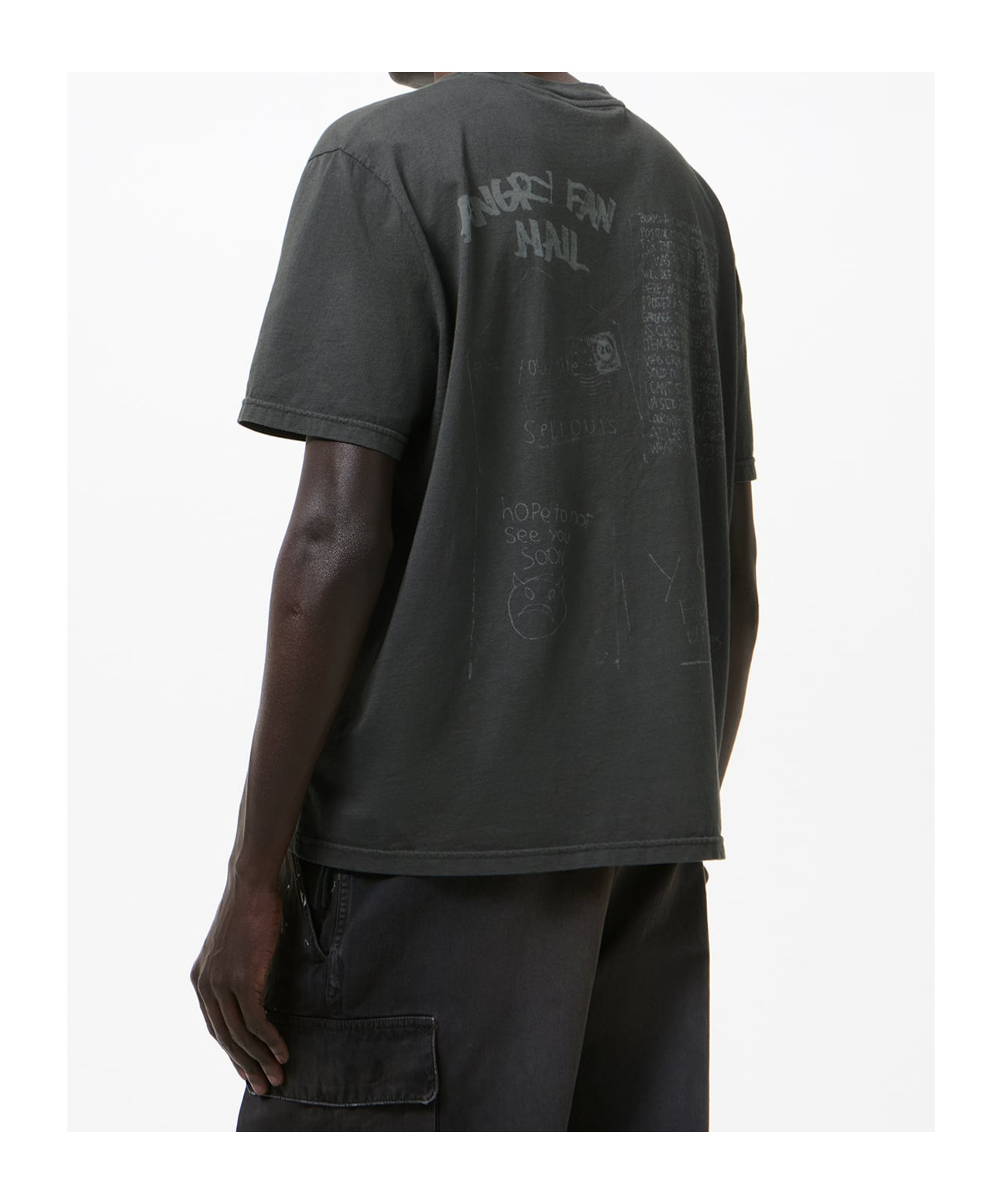 Our Legacy Men S Box T-shirt Angry Fan Mail Print In Gray