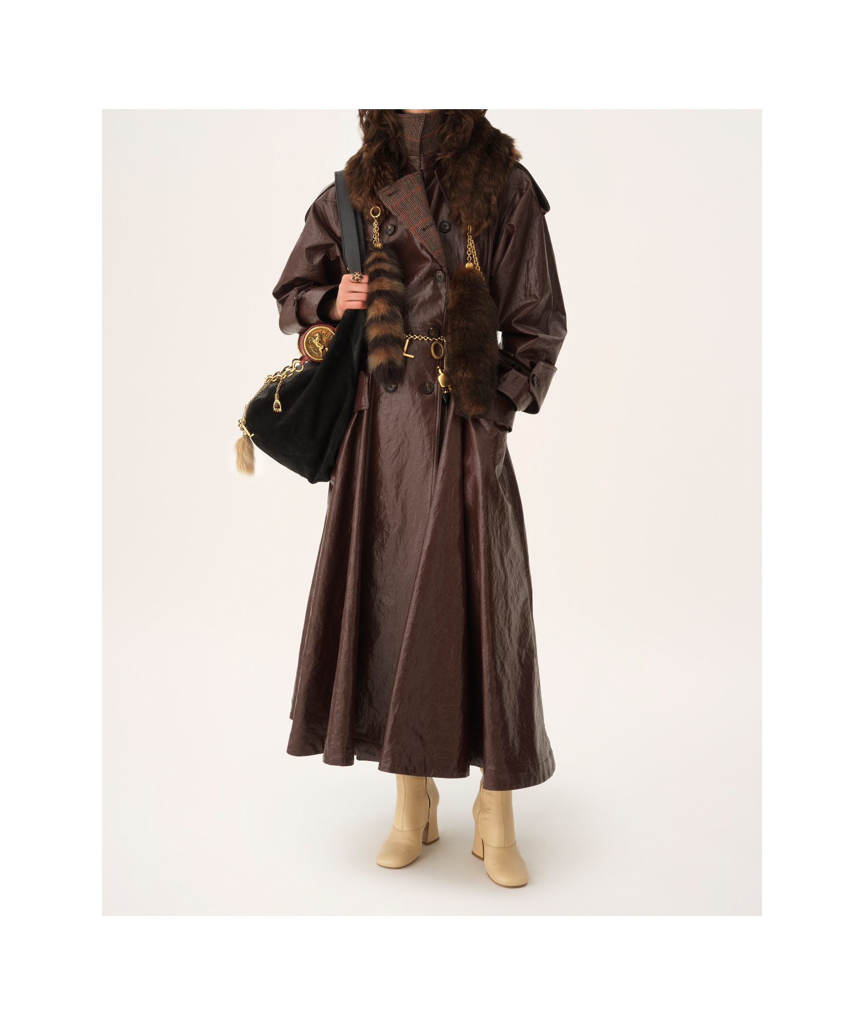 Chloé Double Breasted Coat In Brown